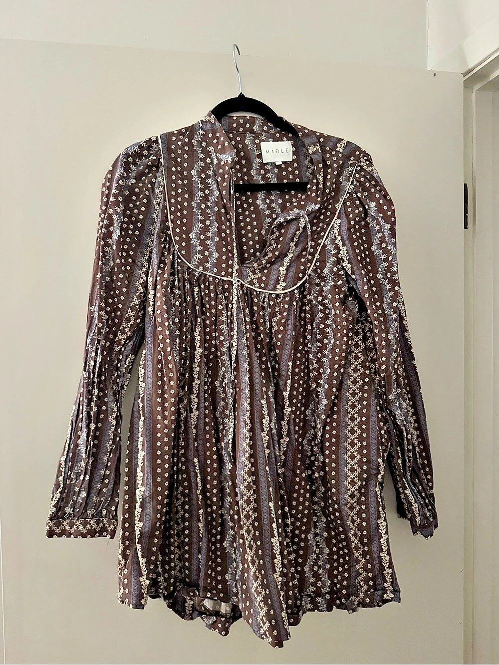Mable Dress in Brown & White Like New